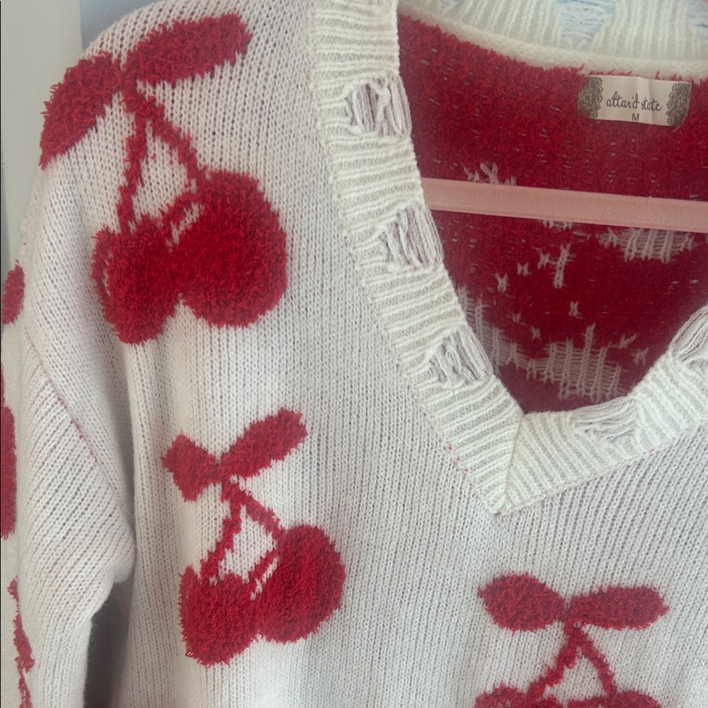 Cherry Patterned Altar’d State Sweater - image 2